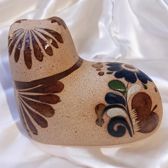 Boho Vintage Handpainted Mexican Tonalá Pottery Owl Figurine Art - Picture 4 of 13